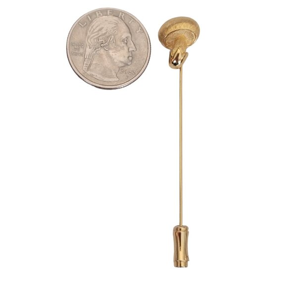 Trifari Crown Over T Gold Tone Mushroom Stick Lapel Pin, Signed K152 - Picture 6 of 9